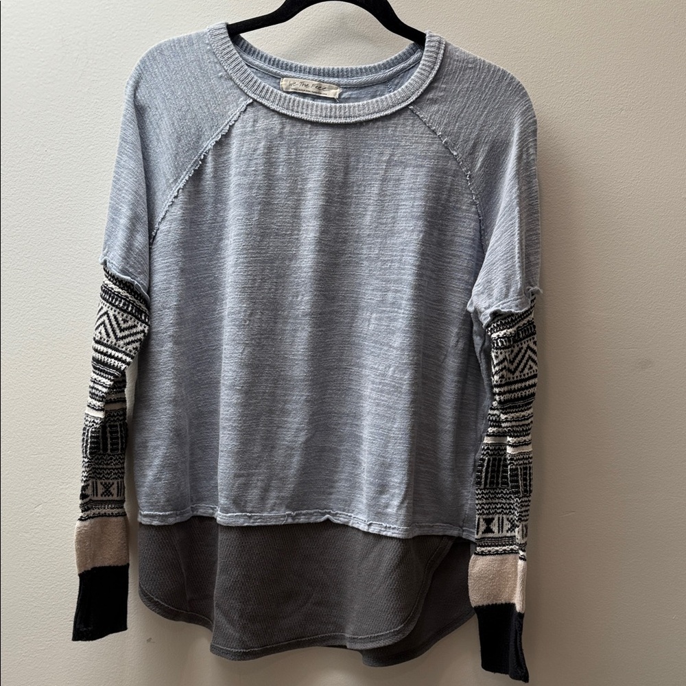 We The Free Ribbed Knit Sweater in Soft Blue